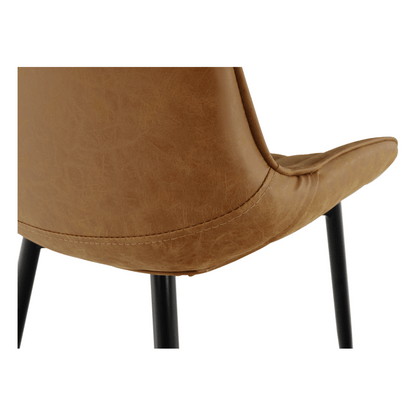 Scaun, piele ecologică maro camel/negru, HAZAL