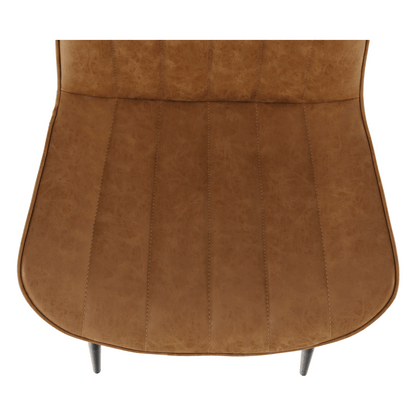 Scaun, piele ecologică maro camel/negru, HAZAL