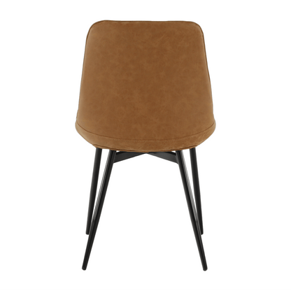 Scaun, piele ecologică maro camel/negru, HAZAL