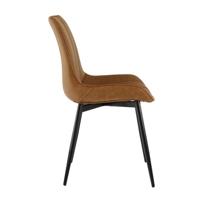 Scaun, piele ecologică maro camel/negru, HAZAL