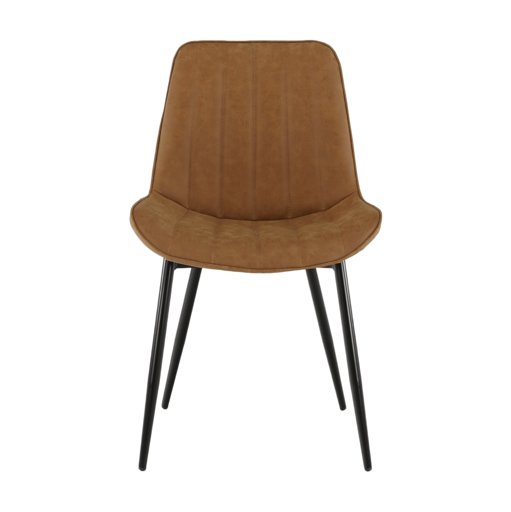 Scaun, piele ecologică maro camel/negru, HAZAL
