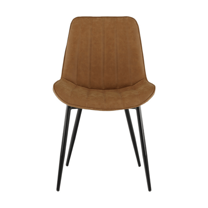 Scaun, piele ecologică maro camel/negru, HAZAL