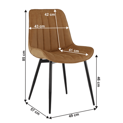Scaun, piele ecologică maro camel/negru, HAZAL
