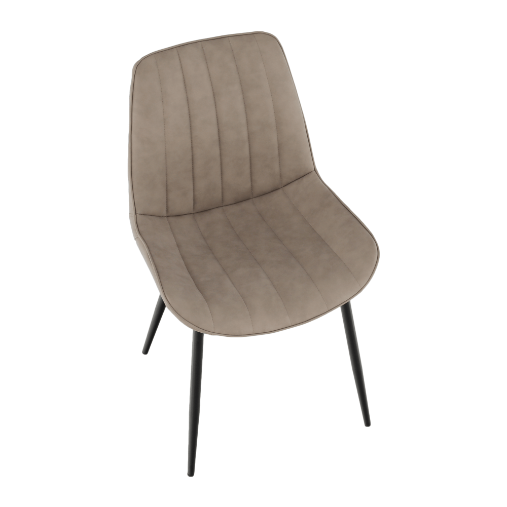 Scaun, piele ecologică gri maroniu taupe/negru, HAZAL