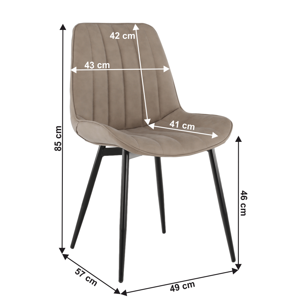 Scaun, piele ecologică gri maroniu taupe/negru, HAZAL