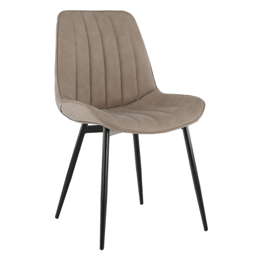 Scaun, piele ecologică gri maroniu taupe/negru, HAZAL