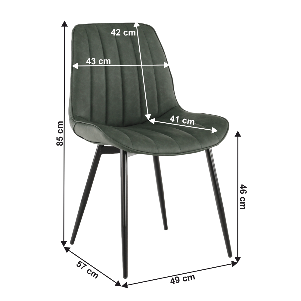 Scaun, piele ecologică verde/negru, HAZAL