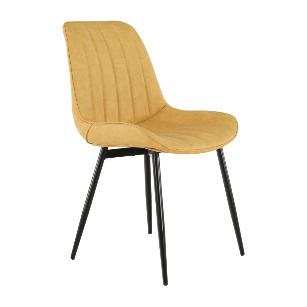 Scaun, piele ecologică galben/negru, HAZAL