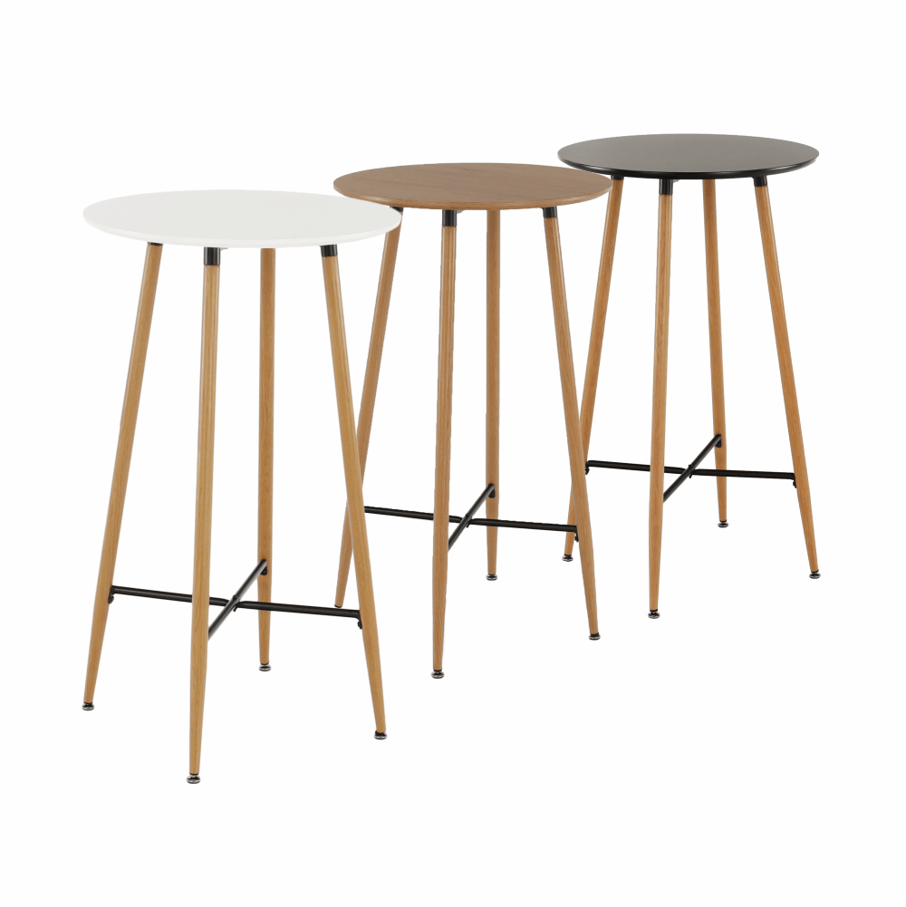 Masă de bar, alb/stejar, diametru 60 cm, IMAM