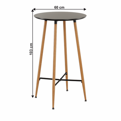 Masă de bar, negru/stejar, diametru 60 cm, IMAM