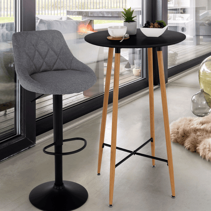 Masă de bar, negru/stejar, diametru 60 cm, IMAM