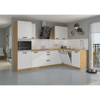 Uşă pentru maşină de spălat vase, albă/stejar artizan, LULA ZM 713x596