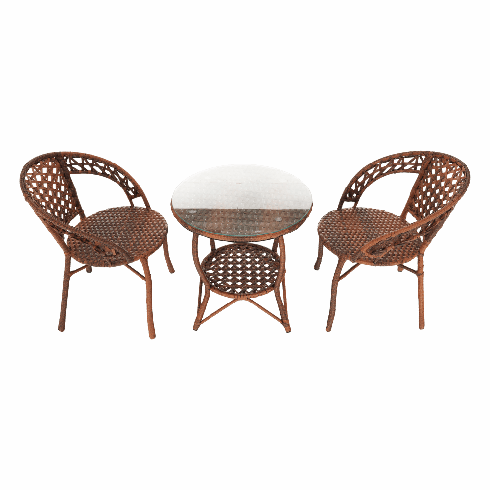 Set de grădină din rattan  1 + 2, maro, JARUB