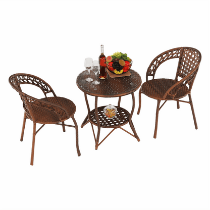 Set de grădină din rattan  1 + 2, maro, JARUB