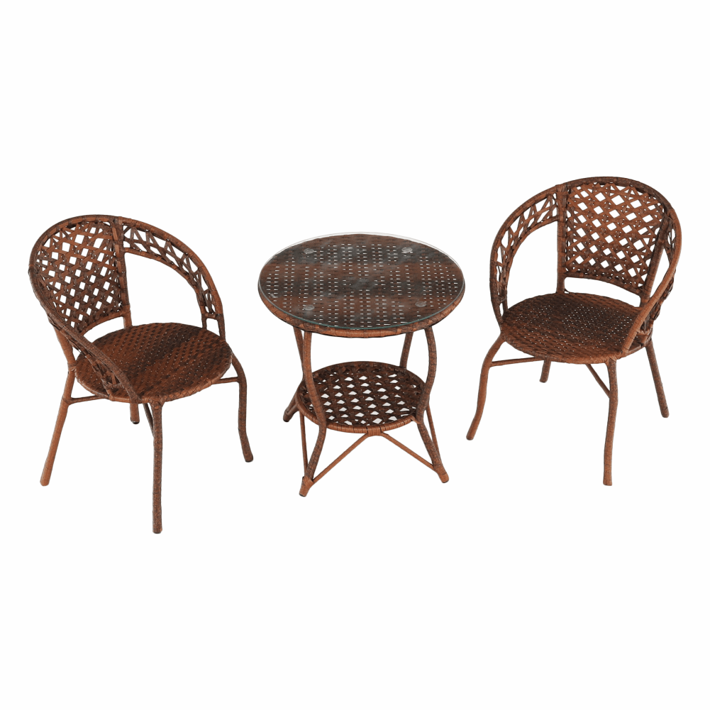 Set de grădină din rattan  1 + 2, maro, JARUB