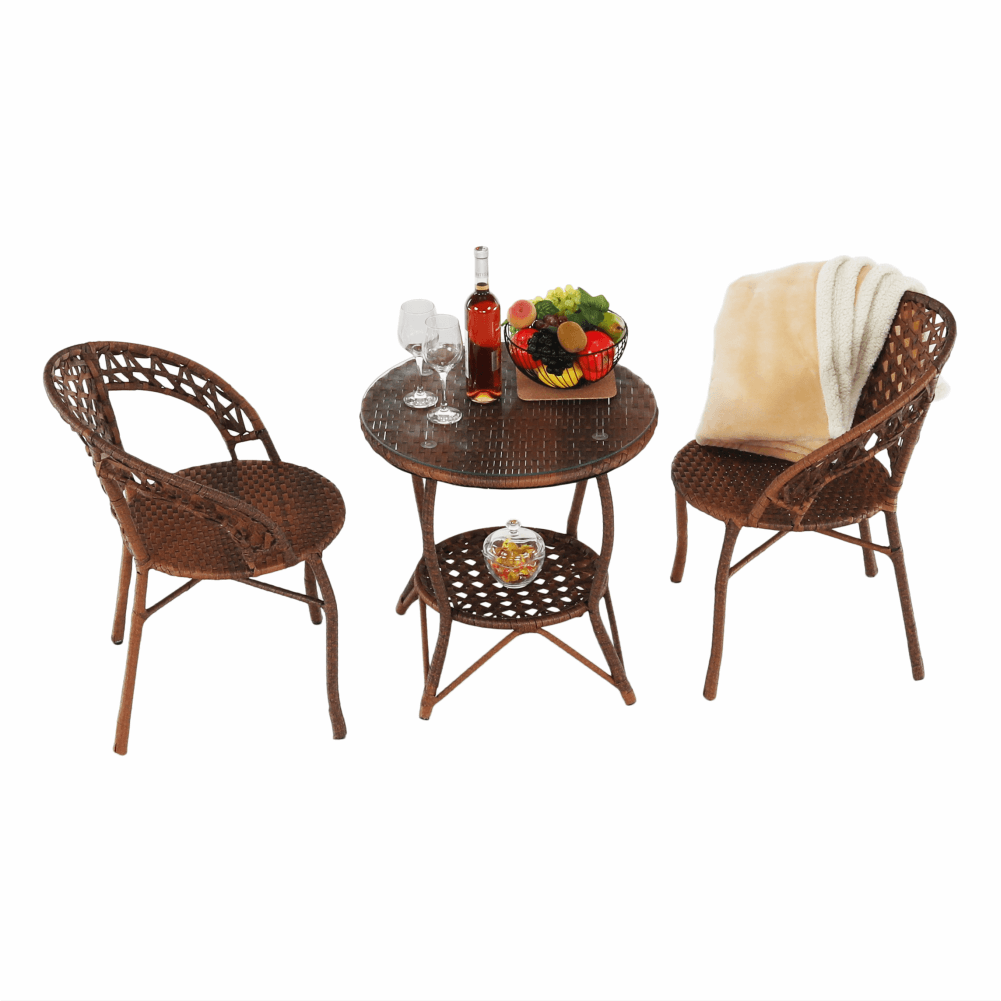 Set de grădină din rattan  1 + 2, maro, JARUB