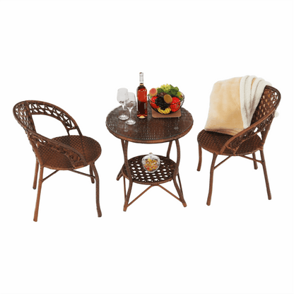 Set de grădină din rattan  1 + 2, maro, JARUB