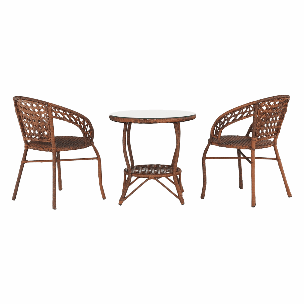 Set de grădină din rattan  1 + 2, maro, JARUB