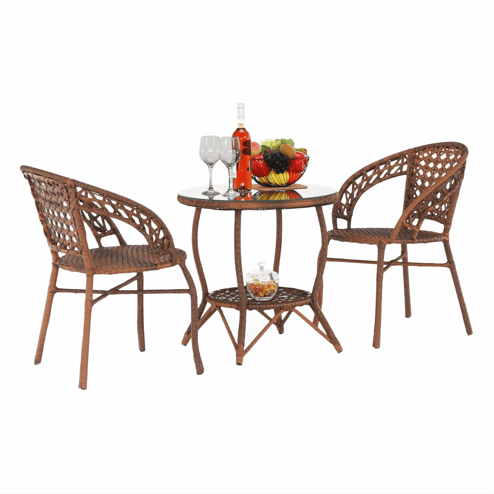Set de grădină din rattan  1 + 2, maro, JARUB