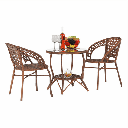 Set de grădină din rattan  1 + 2, maro, JARUB