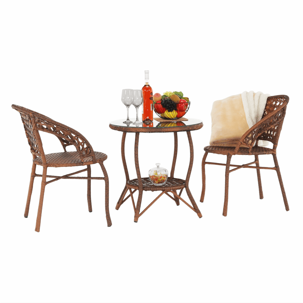 Set de grădină din rattan  1 + 2, maro, JARUB