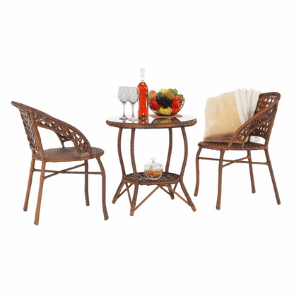 Set de grădină din rattan  1 + 2, maro, JARUB