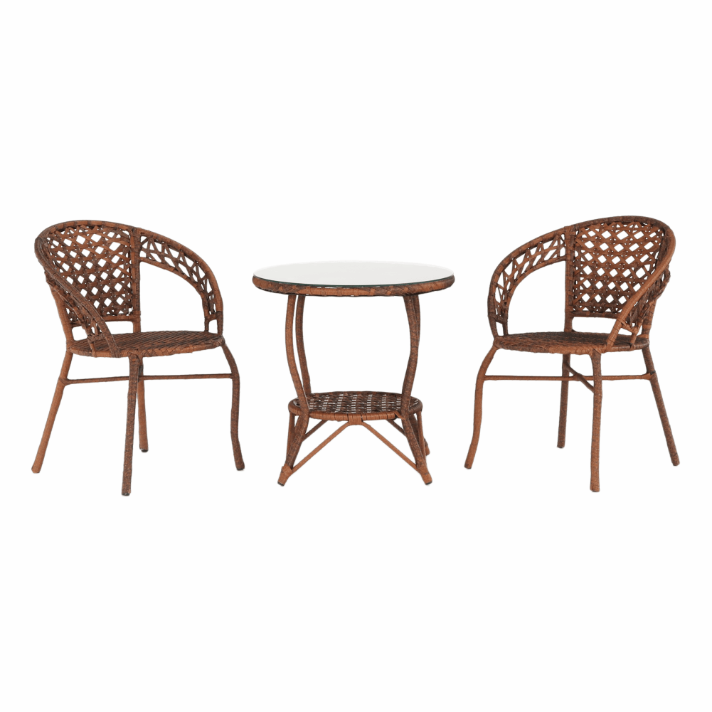 Set de grădină din rattan  1 + 2, maro, JARUB