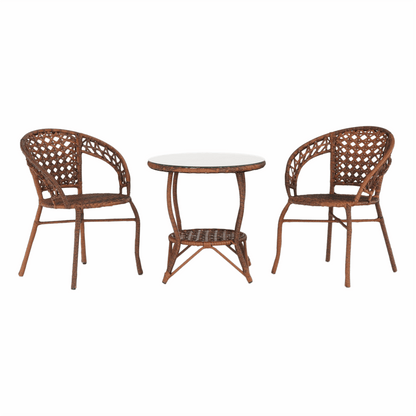 Set de grădină din rattan  1 + 2, maro, JARUB