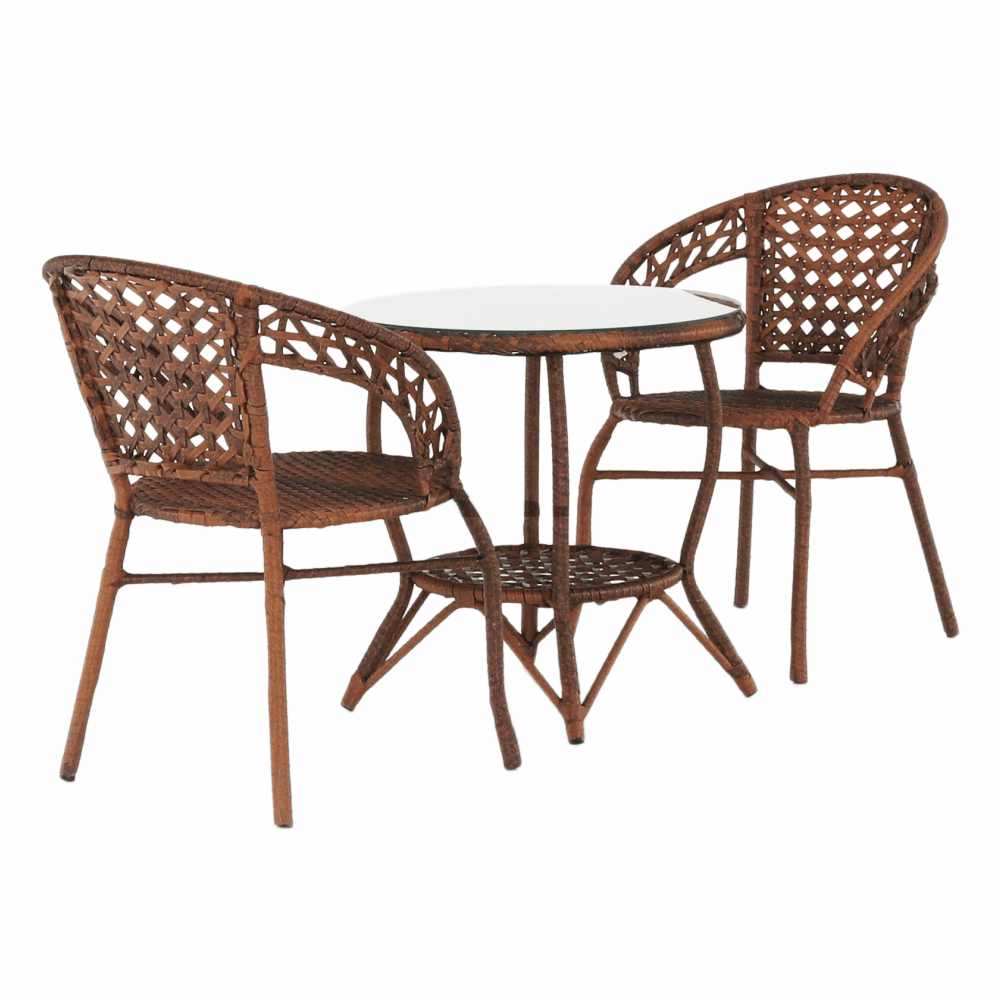 Set de grădină din rattan  1 + 2, maro, JARUB
