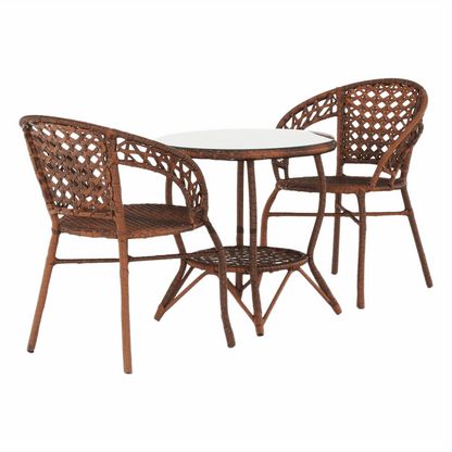Set de grădină din rattan  1 + 2, maro, JARUB