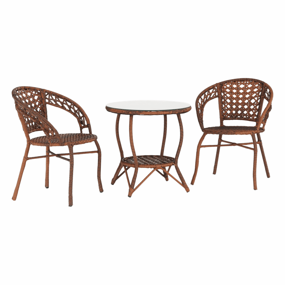 Set de grădină din rattan  1 + 2, maro, JARUB