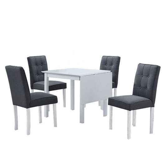 Set dining cu masă pliabilă, alb / gri, BJORK NEW 1+4
