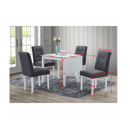Set dining cu masă pliabilă, alb / gri, BJORK NEW 1+4
