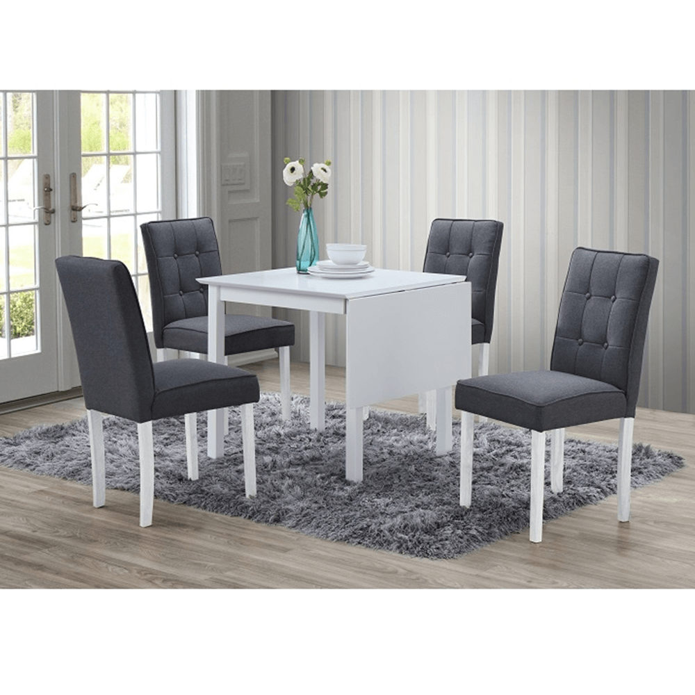 Set dining cu masă pliabilă, alb / gri, BJORK NEW 1+4