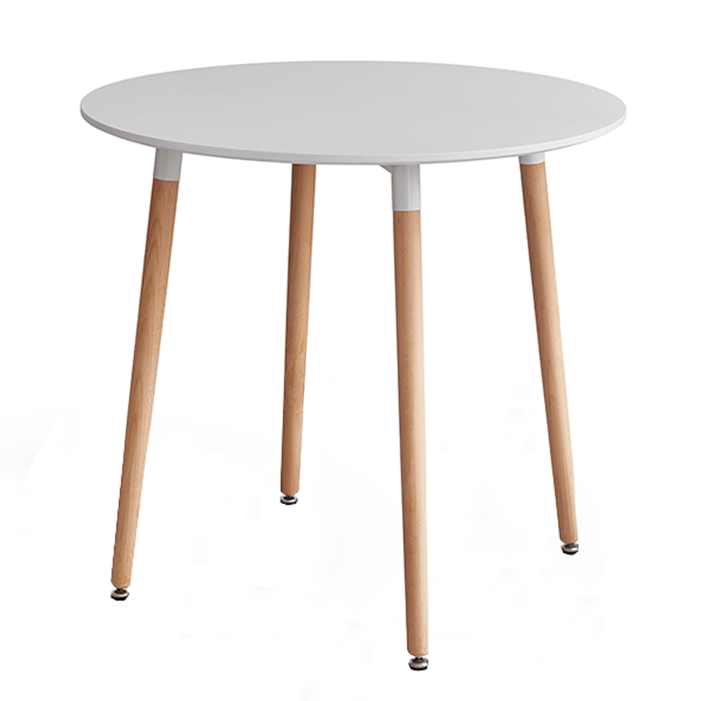 Masă dining, alb/fag, diametru 80 cm, ELCAN NEW TYP 2