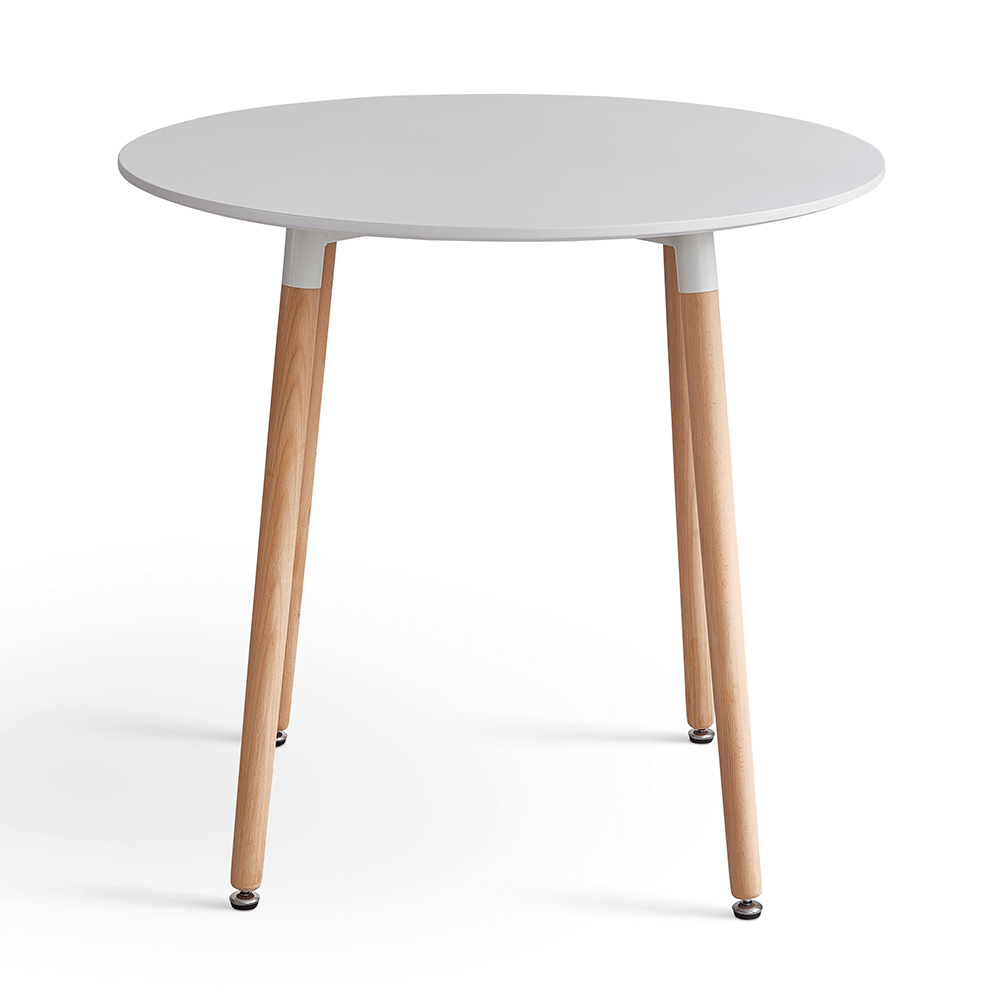 Masă dining, alb/fag, diametru 80 cm, ELCAN NEW TYP 2