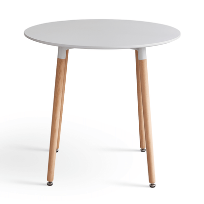 Masă dining, alb/fag, diametru 80 cm, ELCAN NEW TYP 2