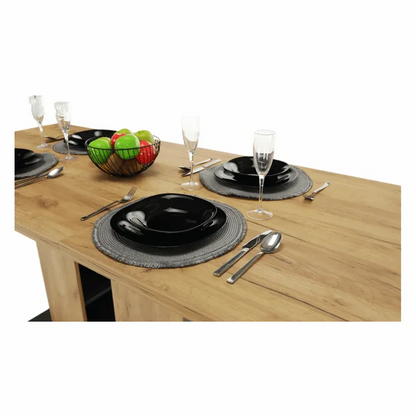 Masă dining, stejar craft auriu / grafit gri, 155-204x86 cm, FIDEL