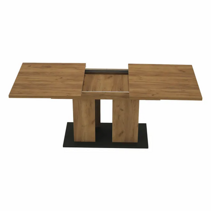 Masă dining, stejar craft auriu / grafit gri, 155-204x86 cm, FIDEL