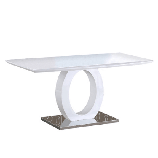 Masă dining, alb extra lucios HG/oţel, 150x80 cm, ZARNI