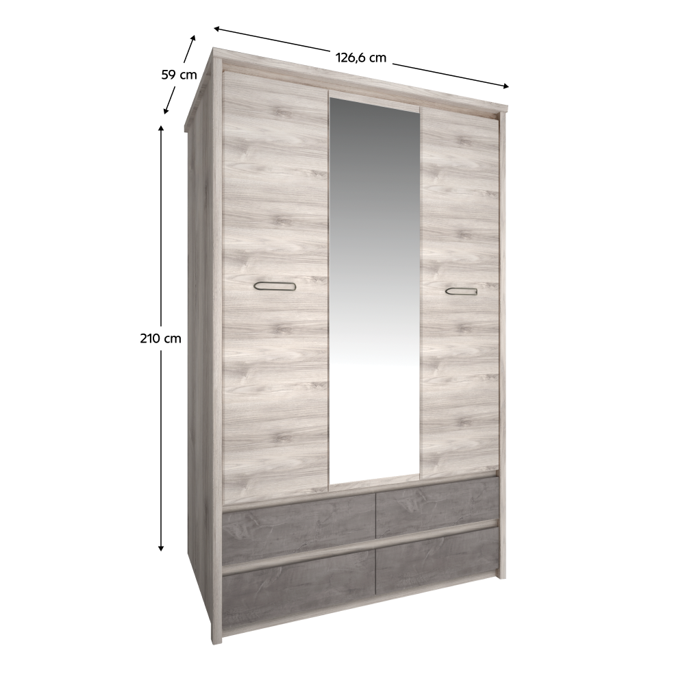 Dulap cu oglindă 3D4S, castan Nairobi / onix, JESI NEW