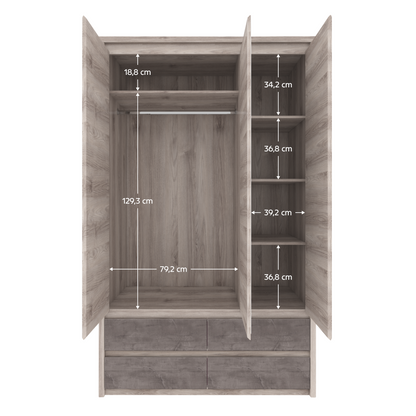 Dulap cu oglindă 3D4S, castan Nairobi / onix, JESI NEW