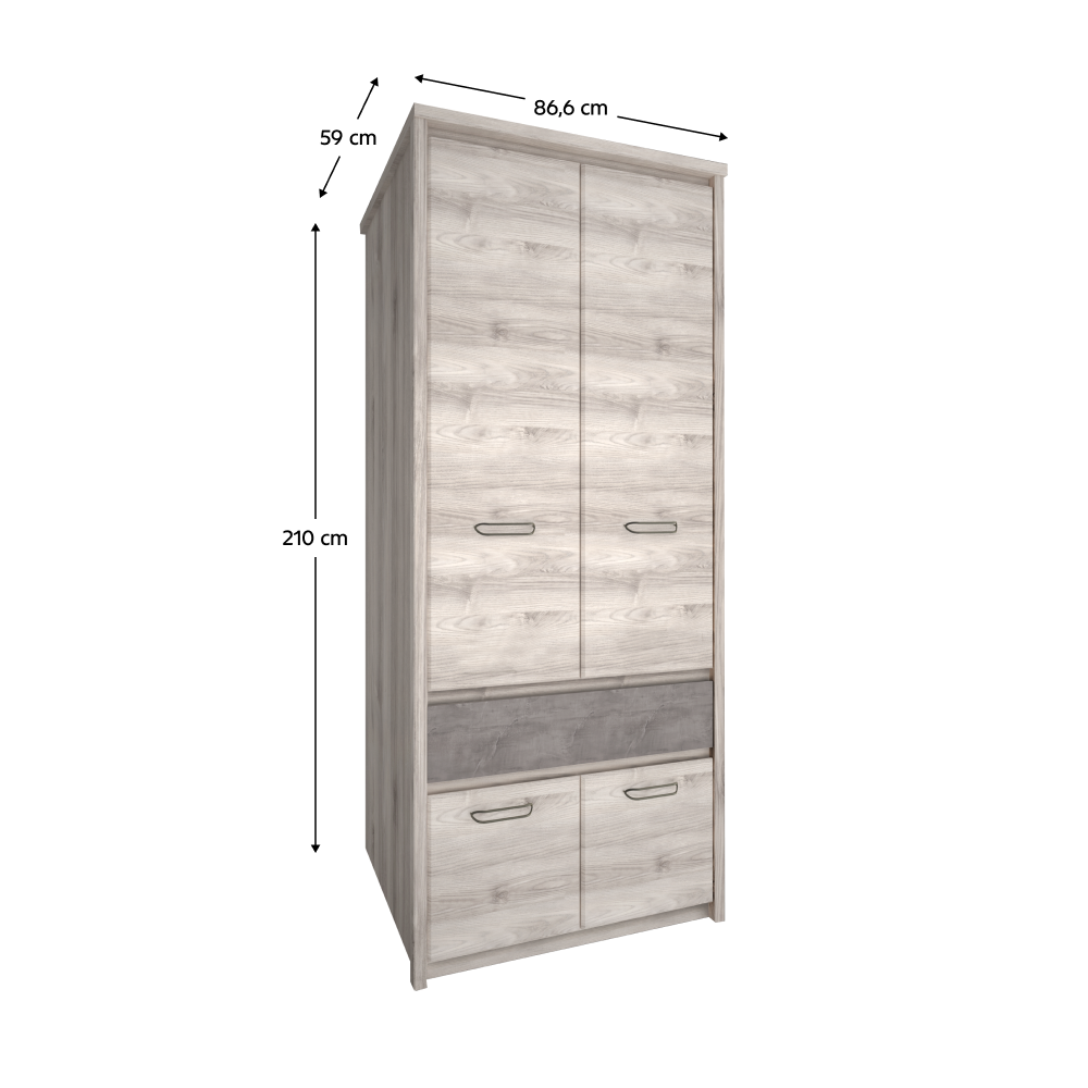 Dulap 4D1S, castan Nairobi / onix, JESI NEW