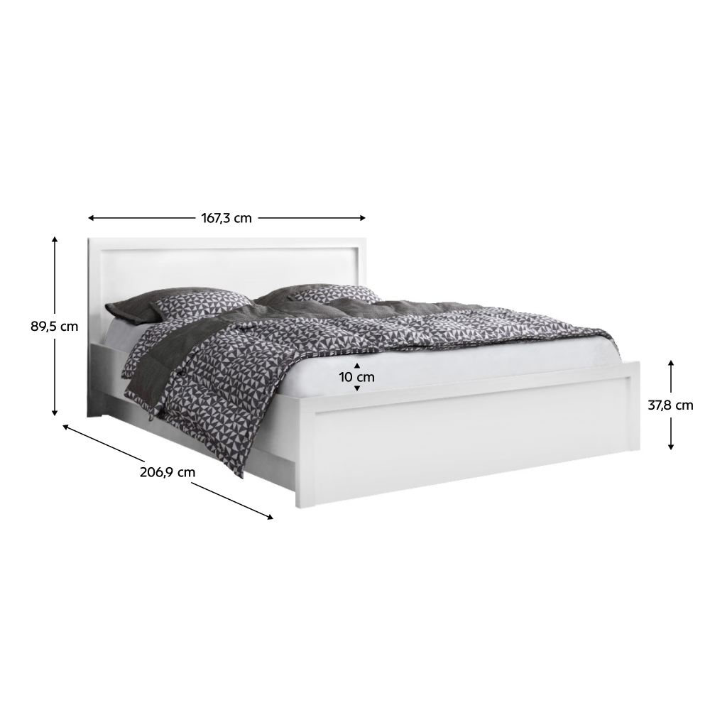 Pat cu spaţiu de depozitare, 160x200, alb, JESI NEW