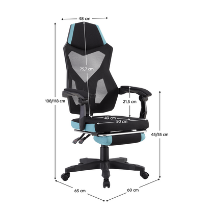 Scaun de birou/gaming, culoare neagră/neo mentă, JORIK NEW