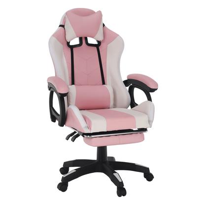 Scaun de birou/joc cu iluminare LED RGB, roz/alb, JOVELA