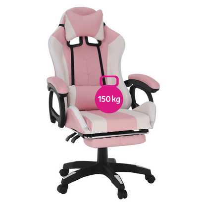 Scaun de birou/joc cu iluminare LED RGB, roz/alb, JOVELA