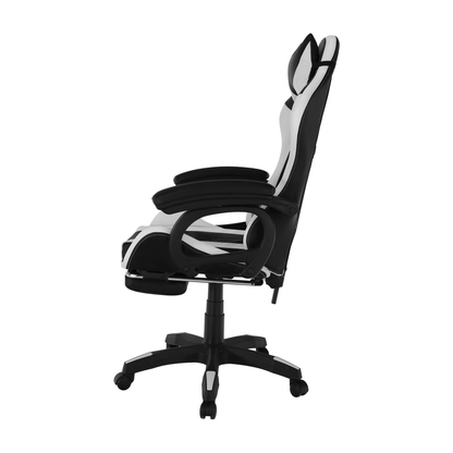 Scaun de birou/joc cu iluminare LED RGB, negru/alb, JOVELA