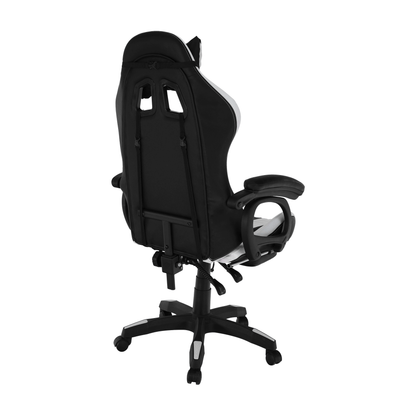 Scaun de birou/joc cu iluminare LED RGB, negru/alb, JOVELA