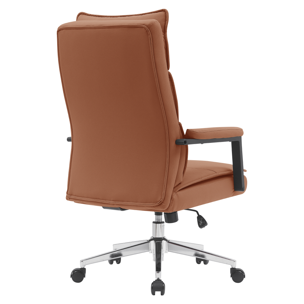 Scaun de birou, piele ecologică maro camel/crom, KAHIL